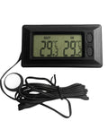 Riloer car digital thermometer with dual LCD displays for inside/outside temps and external sensor, black