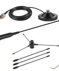 Dual Band Car Ham Radio Antenna With Magnetic Base And Ground Plane Kit Covers 136-174MHz And 400-470MHz Soft Whip PL259