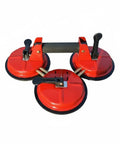 Super Heavy Duty Glass Suction Lifter With Rubber Grip And Nylon Parts For Moving Tiles Panels Safely Up To 440 Pounds During Construction Jobs Easy Hand Control Material Handling, three suction cups with rubber grips.