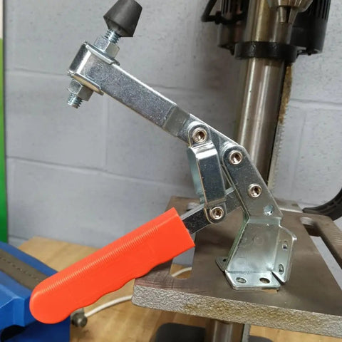 Heavy Hitter Vertical Toggle Clamp 10 Pack Set delivering 225 Lb clamping force, showing U bar lever and flange base.