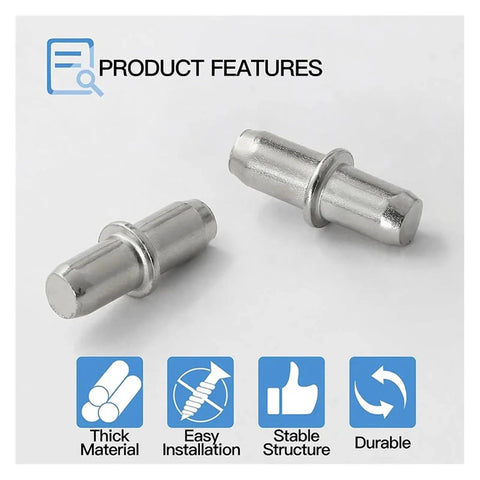 Rock Solid Nickel Plated 5mm Shelf Pins 300 Pack showing thick durable material and easy installation design