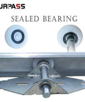 Garage Door Hardware Kit With Nylon Rollers Hinges Top Brackets And Seven Foot Cable Rope For Sixteen By Seven And Eighteen By Seven Double Doors Durable And Quiet Replacement With Reinforced Nylon Rollers And Rust Resistant Hardware showcasing sealed bearing rollers.