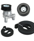 Drive Belt Tensioner And Serpentine Belt Kit With Idler Pulley For Silverado Tahoe Avalanche Yukon Sierra Hummer H2 H3 2009 2013 V8 Engines 4.8L 5.3L 6.0L 6.2L Beefy Replacement Easy Install, showing components including tensioner, idler pulley, and belts.