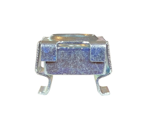 Pro Grade Snap In 10-32 Zinc Plated Cage Nuts 100 Pack For Server Rack Frames and Network Cabinet Mounting Hardware close up view.