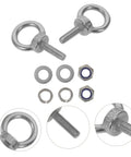 Heavy Duty Stainless Steel Eye Bolts M6x20 With Closed Ring And Hole, Comprehensive Kit Includes Flat Washer, Spring Washer And Nylon Nut close-up
