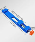 Rock Solid Adjustable Router Base Guide With Portable Saw Rail Track System To Nail Every Woodworking Cut Featuring Slick Multi Angle Lock Jig, blue alignment track guide with measurements.