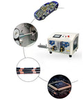 Qiokoith Fully Automatic Wire Stripping And Cutting Machine For Electronic Cables Power Cord Coax Flat Cable view with cable and components.