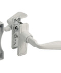 In Swing Storm Door Handle Set For 7/8 To 1 3/8 Inch Thick Doors No Key Lock White Finish shown with components