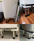 Multi Functional Adjustable Base For Washer And Dryer Stand And Fridge Appliance Pedestal With Non Slip Rubber Mats Four Eight Or Twelve Stainless Steel Feet Heavy Duty Shock Absorbent Stable Kitchen Utility Stand supporting appliances