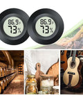 2-Pack Digital Hygrometer Thermometer Humidity Monitor For Indoor Outdoor Use, Reptile Terrarium Greenhouse Humidors Jars With Fahrenheit And Celsius Readout, black round display
