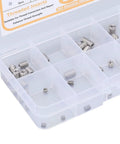 Close-up of 55 Piece Metric Threaded Insert Kit With Thread Reducer Nuts For Metal Repair And Mechanical Assembly M2 M2.5 M3