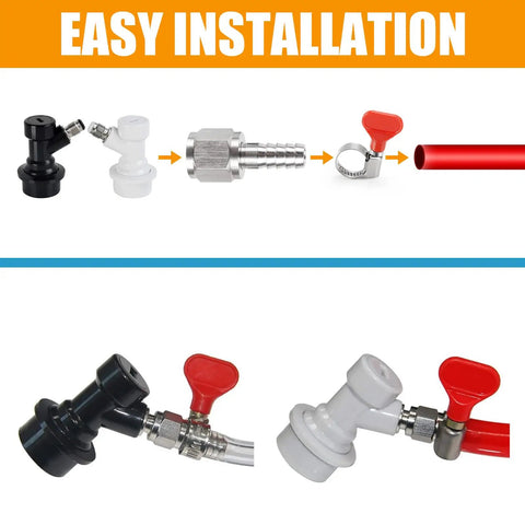 Stainless Steel Hose Swivel Nut Barb Fittings 2 Pack Five Sixteenth Inch Barb Connectors For Ball Lock And Pin Lock Kegging Systems MFL Quick Disconnects Corny Keg Fit CO2 Regulator Hose Adapter, stainless barb fitting connected to keg hose