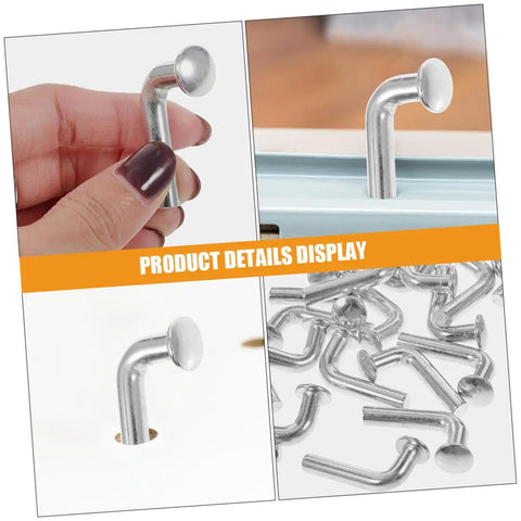 50 Piece Heavy Duty Pallet Rack Safety Pins J Clip Drop Pin Locking Clips For Warehouse Storage Racks Quick Snap Install displayed with hand holding pin.