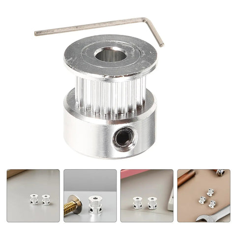 Upgrade Your 3D Printer Game with These Solid 20 Tooth GT2 Timing Pulleys Featuring A 5mm Bore For Quick Install And Zero Slippage Plus Heavy Aviation Aluminum Build And Hex Wrench Included For Smooth Performance On Any Machine Setup., 20 tooth GT2 aluminum timing pulley with 5mm bore and hex wrench