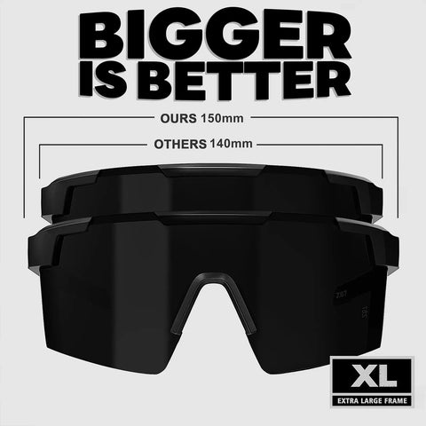 Sick Fit Sunglasses For Big Wide Heads Built With Bulky Tr90 Frames And Pitch Black Tints To Deliver Pro Uv400 Shielding Zero Pressure Comfort And Deadset Impact Resistant Durability