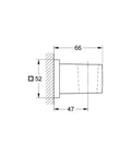 Technical diagram of Euphoria Cube Wall Mount Hand Shower Holder for Grohe DreamSpray showing dimensions and cube design.