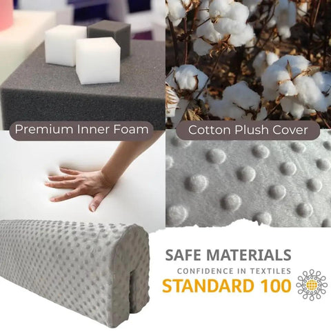 Toddler Bed Rail Bumpers Rock Solid Foam Barrier For Kiddo Bedrooms Fall Prevention Guardrail Padding No Sweat Assembly Crib Side Shield Grey Smooth Setup 3 Foot showing premium foam, cotton cover, and touch detail.