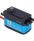 Industrial Grade Full Metal Servo Motor Brings Kick Ass 12Kg Torque And Hella Precision To RC Car Boat Drone And Robot Arm Projects With Sealed Design, shown from the top with wiring.