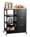 Kitchen cart with storage shelves and drawer on 2 Inch Non Marring Rubber Caster Wheels 4 Pack With Brakes Five Sixteenths By One And One Half Inch