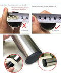 Measurement of a 32 round tube with black cap, showing correct and incorrect ways to gauge the diameter.
