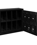 Heavy Duty Two Tier Eight Door Tablet Cell Phone Locker featuring rock solid keyed compartments, black finish, open for access.