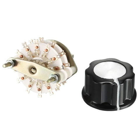 4 Pole 5 Throw Rotary Switch With 2 Deck Band Channel, Plastic Knob, 24 Pins, 10mm Mount Hole, 6mm Shaft for DIY electronics