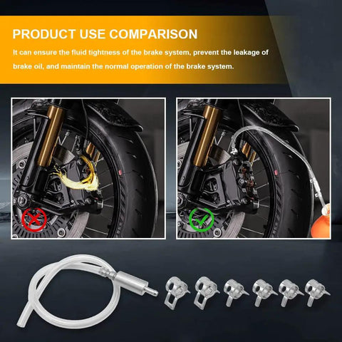 Heavy Duty Two Pack Brake Bleeder Hose Straight Up Game Changer Design With One Way Check Valve comparison of fluid flow in motorcycle braking system.