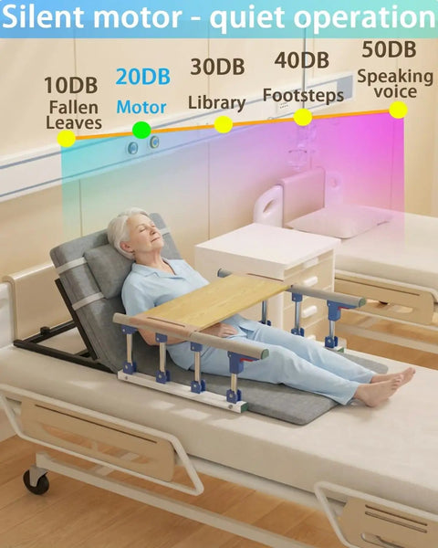 The Ultimate Electric Bed Lift Assist For Seniors To Get Up Easy With Silent Motor, Adjustable 2 Degrees To 80 Degrees, Max Load 330 Pounds, Extra Long 75 Inch Frame With Safety Guardrails For Total Comfort, featuring a quiet 20DB motor.