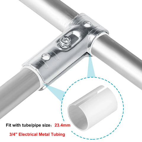 Heavy Duty 20 Sets Tee Pipe Clamp Connectors For 3/4 Inch EMT Conduit With PE Shim Adapters, Carbon Steel Electrogalvanized Finish