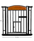 Walk Through Pet Gate With Cherry Wood Accents And Black Finish, Sturdy Metal Frame, Expands From 30.5 To 33.5 Inches, 30 Inch Tall