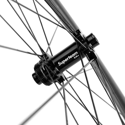 Hub detail of 50mm Carbon Fiber Road Bike Wheelset Disc Brakes 700c Tubeless Ready 25mm Wide For Shimano 8 To 12 Speed Cassette