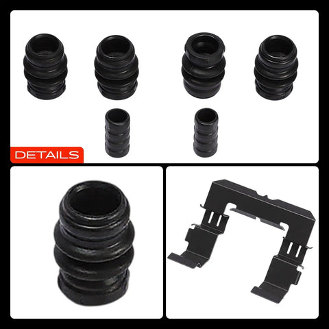 Dope A-Premium Front Disc Brake Hardware Kit For Nissan Frontier Pathfinder Xterra And Suzuki Equator V6 4.0L Models 2005-2015 black dust boots and spring clip details