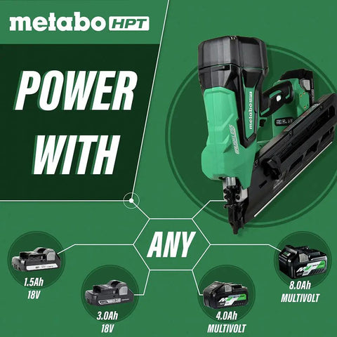 18V MultiVolt Cordless Framing Nailer Kit With 30-Degree Magazine powered by various battery options