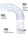 4 Inch ID 90 Degree Elbow for Dust Collection Pipes and Hose Connector with Built In Coupler and Splice Kit Fits 4 Inch OD