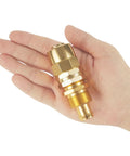 Person holding part of Two Pack 5/8 Inch Garden Hose Repair Kit With Aluminum Alloy Connectors Male And Female End Menders