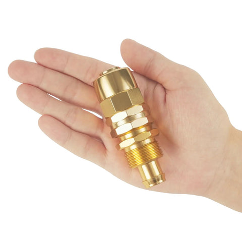 Person holding part of Two Pack 5/8 Inch Garden Hose Repair Kit With Aluminum Alloy Connectors Male And Female End Menders