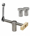 Desktop Vise Clamp For Workbench Boss Bench Dog Ratchet Clamp CNC Machined Precision Tool 19mm Fit Stainless Steel With Brass Bits Built For Makers DIY Hobbyists And Carpenters, stainless clamp with brass block and two pins