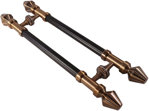 Long Two Side Push Pull Barn Door Handle In Bronze Finish, Interior And Exterior Round Wood Door Set, Adjustable 120cm To 88cm.