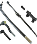 All In One Heavy Duty Steering Kit With Tie Rod End, Drag Link, And Adjusting Sleeves Six Piece Set For Front Inner Tie Rod, Front Outer Tie Rod, Upper And Lower Drag Links, Pitman Arm Sleeve Replacement, black steel parts