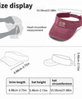 Cooling Humor Cap For Men Adjustable Visor Hat Deep Rose with size chart showing dimensions and head measurement.