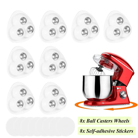 Set Of Eight Heavy Duty Self Adhesive Castor Wheels Providing Slick Three Sixty Degree Spin For Swift Diy Furniture Fixes with red mixer
