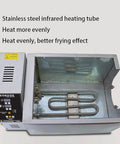 Electric Coffee Roaster Machine With Adjustable Temperature And Timer 1800W Stainless Steel Nonstick Bean Nut Roaster interior view with heating tube.
