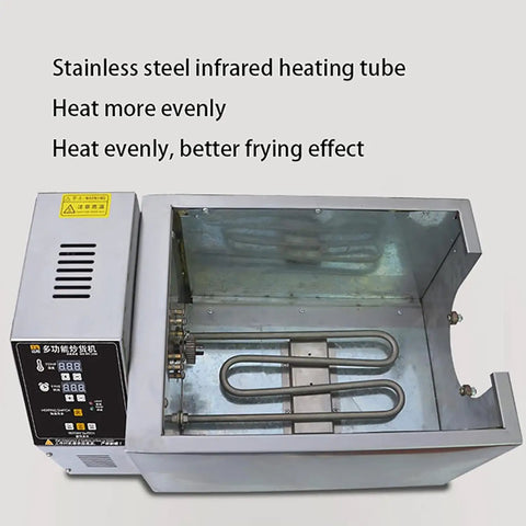 Electric Coffee Roaster Machine With Adjustable Temperature And Timer 1800W Stainless Steel Nonstick Bean Nut Roaster interior view with heating tube.