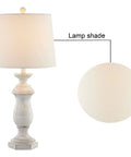 27 Inch Farmhouse Table Lamps Set Of 2 For Living Room Rustic End Table Lamps With White Fabric Shade Antique White Finish 3 Way Dimmable
