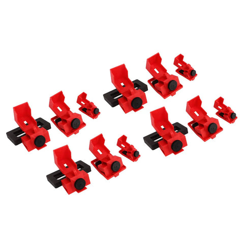 12-piece Beefy Heavy Duty Circuit Breaker Lockout Kit Single Pole Clamp On Nylon Hardware for electrical maintenance
