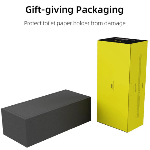 Gift packaging for Toilet Paper Holder With Shelf Dual Roll And Wipes Dispenser For Bathroom Wall Mounted Storage Black Metal And Solid Wood