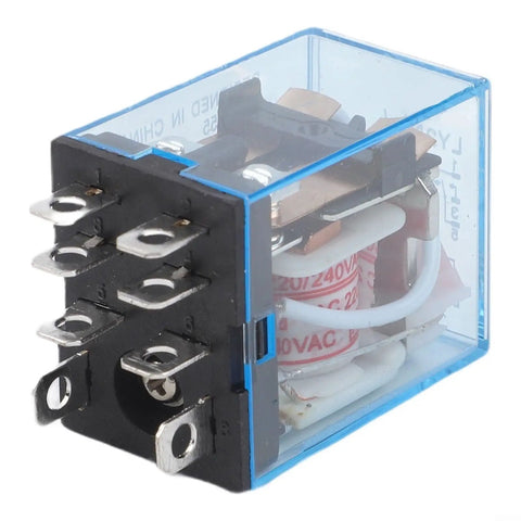Plug And Play 8 Pin DPDT Relay With Socket Base 10A 220 To 240 Volt AC For Industrial Control Panels Beefy Heavy Duty Wiring Kit Ideal For Motors Pumps And Other High Load Applications, 8-pin relay with blue socket base