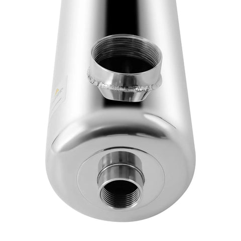 Close-up of Beefy 1-Inch To 2-Inch Stainless Steel Shell And Tube Pool Heat Exchanger For Spa And Pool Heating, showing connectors.