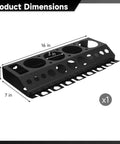 Wall Mount Spray Bottle Organizer For Garage And Home Cleaning with product dimensions displayed