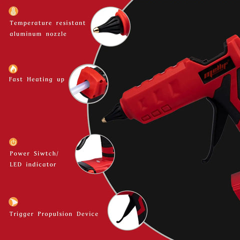 Cordless Hot Glue Gun With 20 Glue Sticks 0.43 Inch Fast Preheat LED Ready Works With Milwaukee 18V Batteries Portable Handheld Glue Gun For Arts And Crafts And DIY Projects